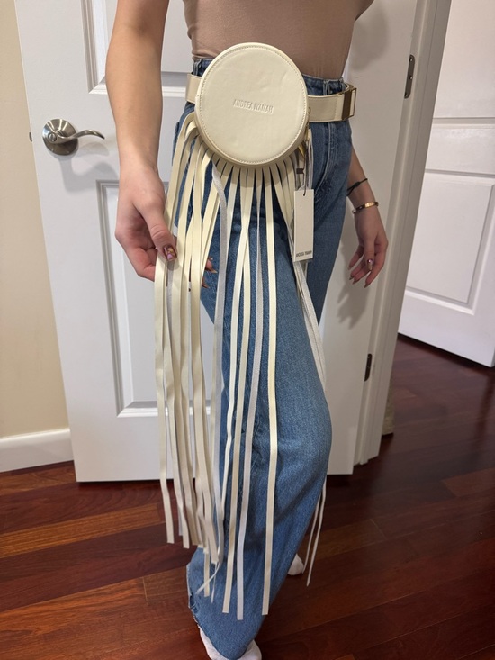 Andrea Iyamah Handbags - Andrea Iyamah DUN Ivory Round Detachable Fringe Belt Bag